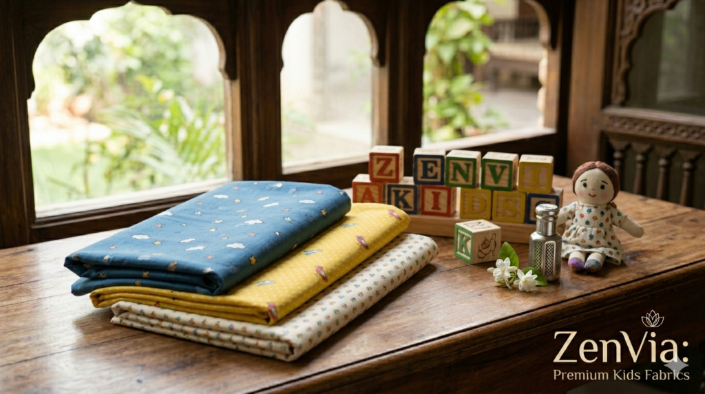 ZenVia Premium Kids Unstitched Soft Cotton Fabrics - Playful Prints in Pakistan